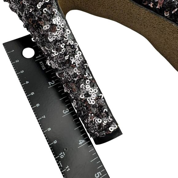 STEVE MADDEN Women's 10 Silver Sequin Platform Ultra High Pinup Heels P-Rebaa‎ - Picture 9 of 10